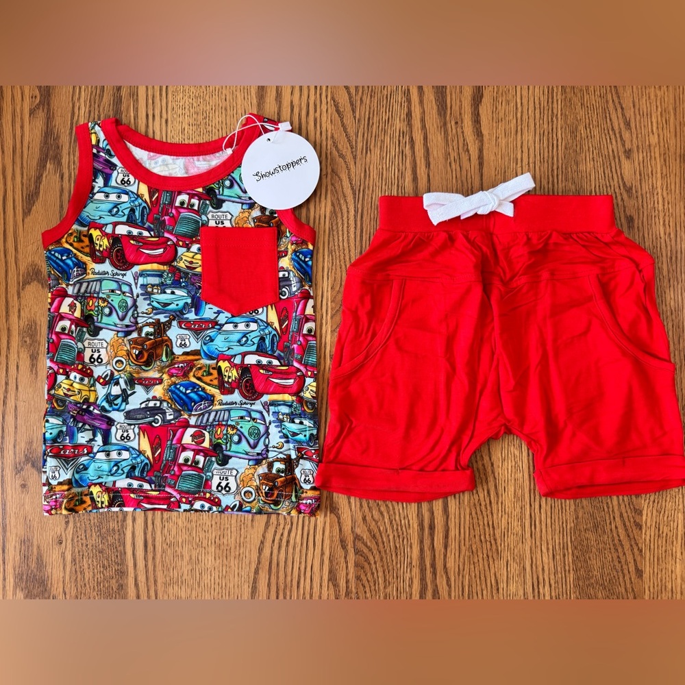 NWT Showstoppers Cars Tank and Shorts Set 12-18 Months